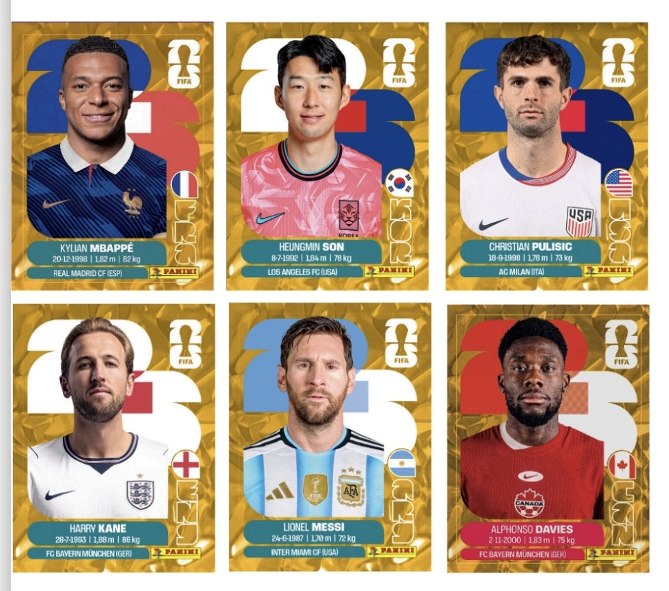 Figuritas doradas: Mbappé, Messi, Kane y más